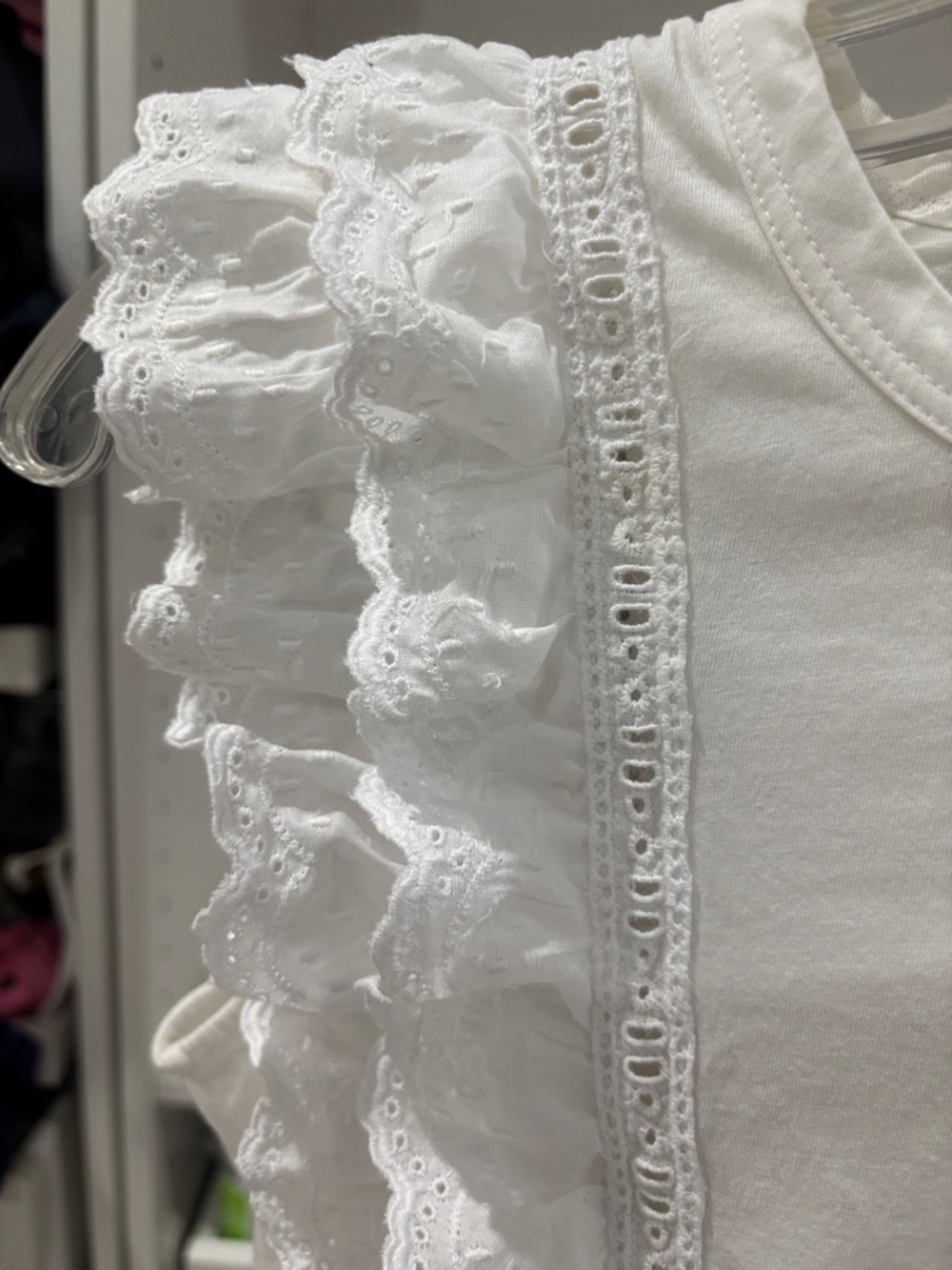 Veronica Beard White Ruffle Eyelet Shell - Picture 8 of 9
